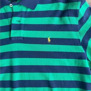 Polo Ralph Lauren Polo Shirt Adult Large Short Sleeve Green Blue Striped Mens